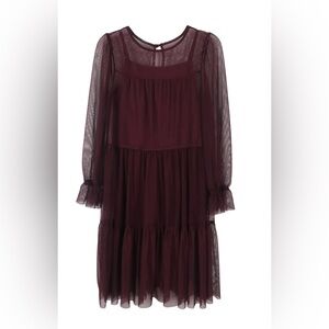 Zunie Kids Mesh Tiered Dress Color Burgundy Sz 16 (Big Girls) never worn